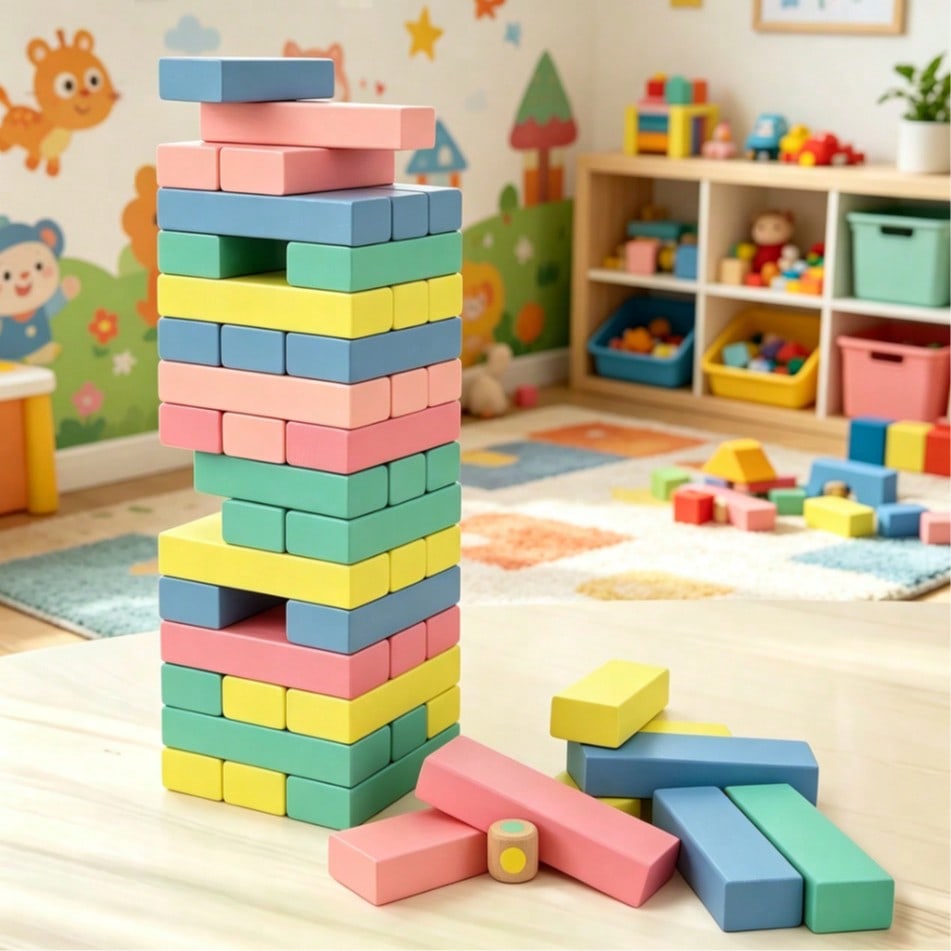 Wooden Stacking Tumbling Tower - đánh giá và giá Kids Education Number