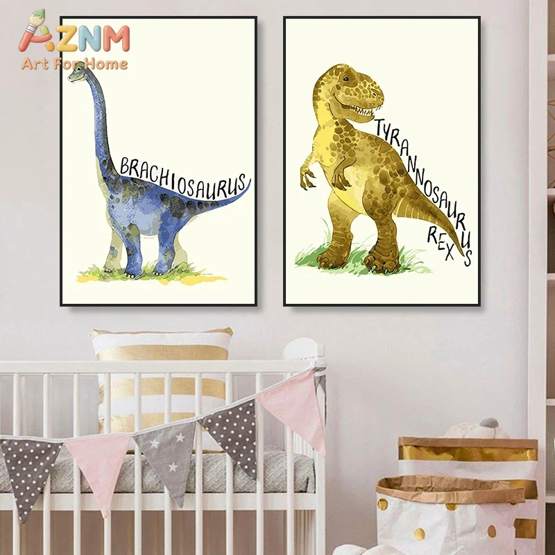 AZNM Watercolor Dinosaur Canva - đánh giá và giá Kids Education Name