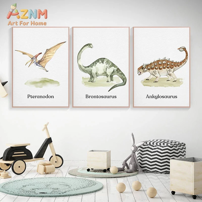 AZNM Watercolor Dinosaur Canva - đánh giá và giá Kids Education Name